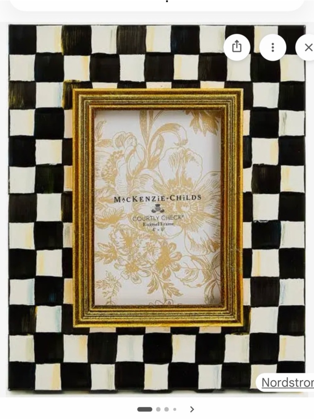 MacKenzie-Childs Courtly Check Frame with Gold Inner Trim - 4 x 6 photo